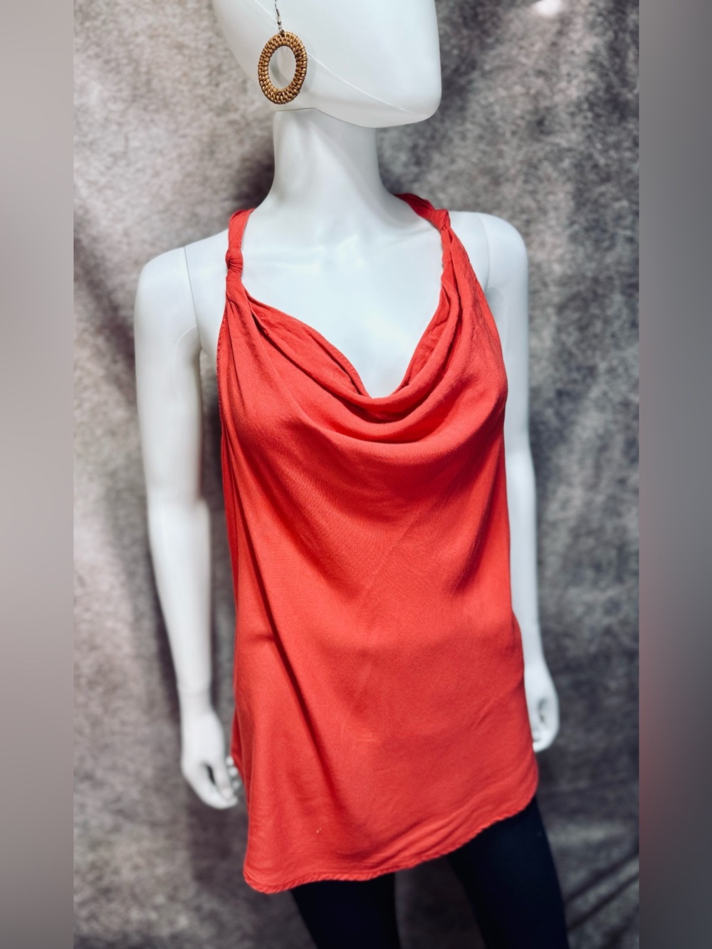 NWOT XL Women's Cowl/Halter Neck Tank Top in Burnt Orange